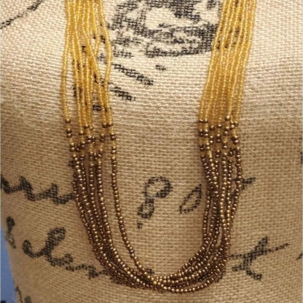 Coldwater creek neutrals Western multi strand seed bead boho‎ necklace new!!!